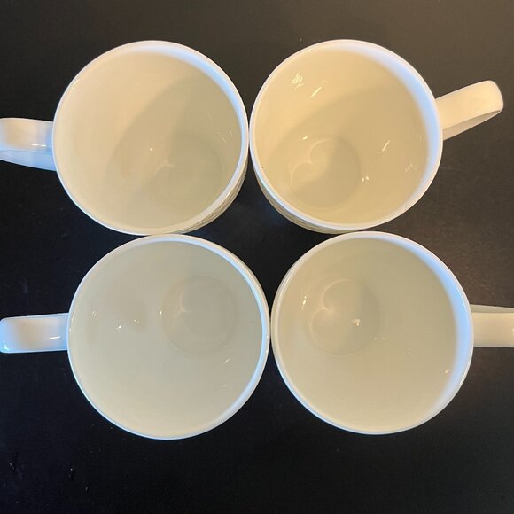 Set of 4 Mikasa TRELLIS Pattern White Bone China Cups / Mugs ~ - Picture 6 of 8